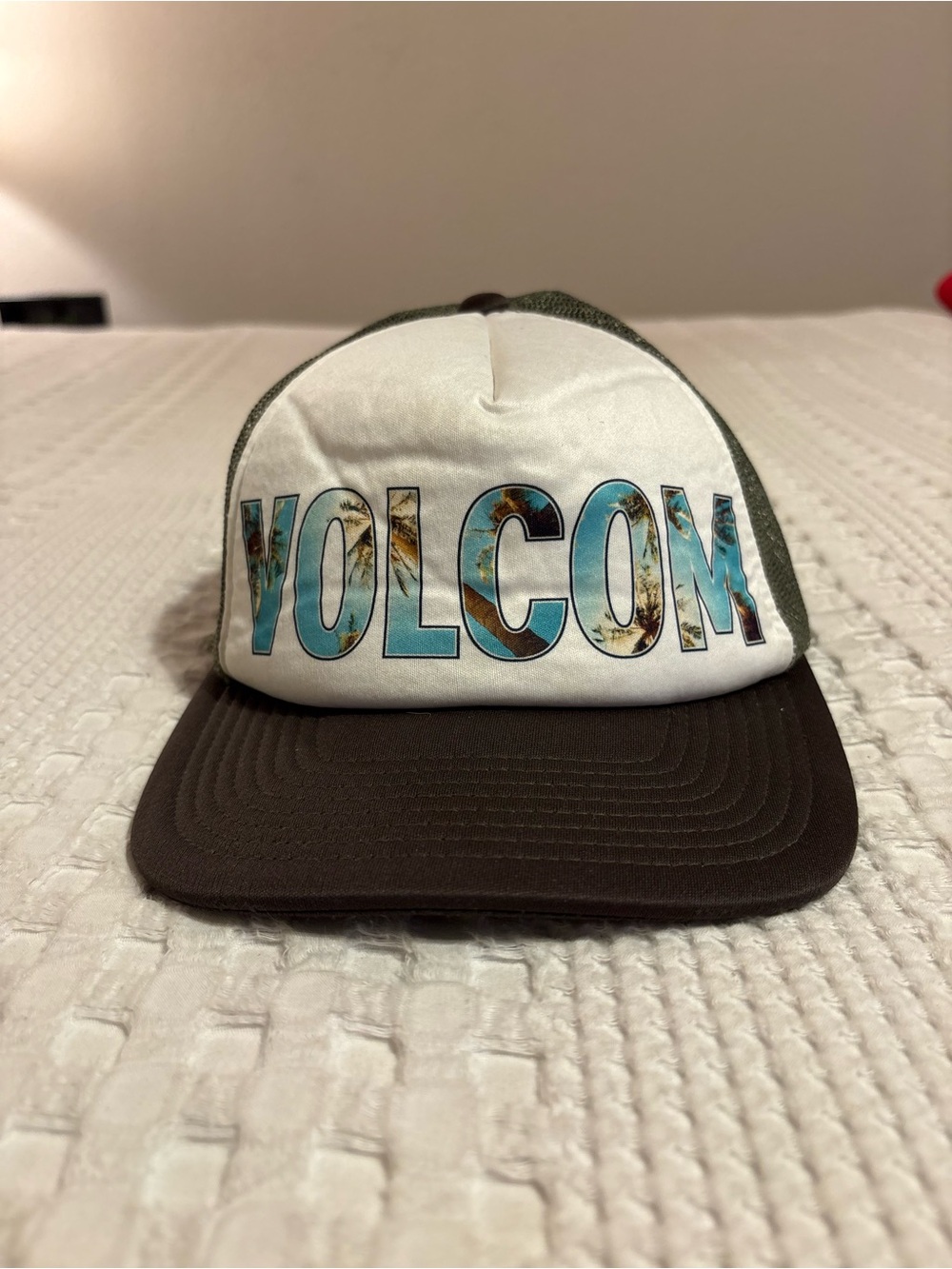 Volcom Trucker Hat in White and Brown